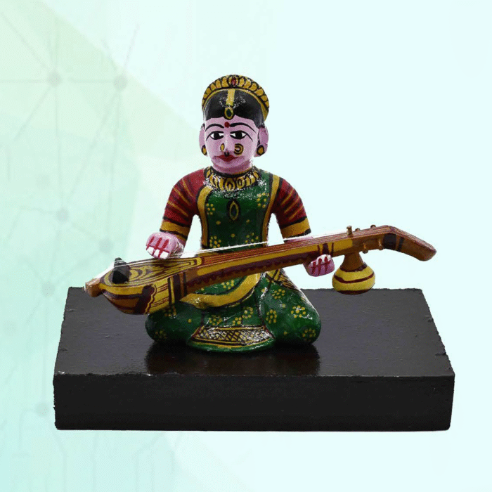 Kondapalli Bomma - Veena Playing Goddess Saraswati Figurine