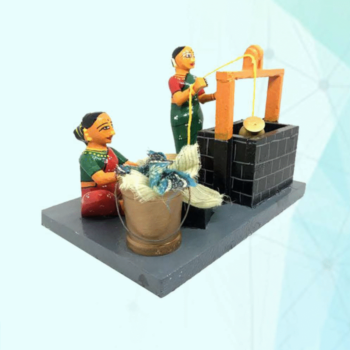 Kondapalli Bomma Clothes Washing Scene - Handcrafted Wooden Set