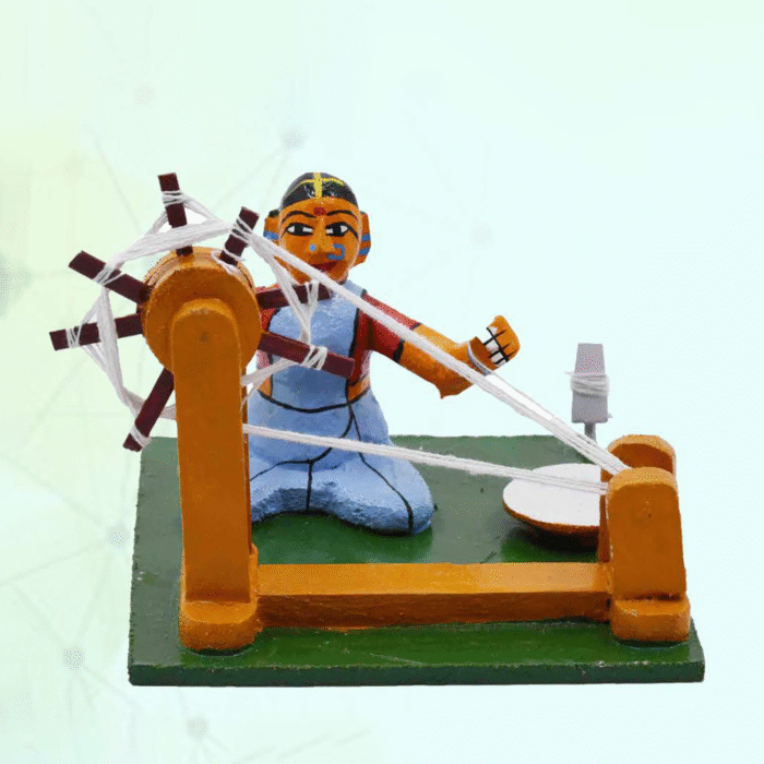 Kondapalli Woman at Spinning Wheel - Handcrafted Wooden Figurine