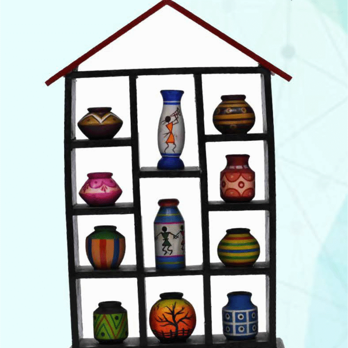 Kondapalli Handcrafted Miniature Pots Display Shelf