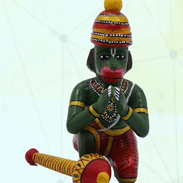 Kondapalli Handcrafted Hanuman Devotional Wooden Bomma