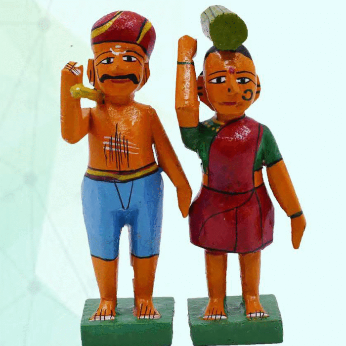 Traditional Kondapalli Farmer & Village Woman Bommalu