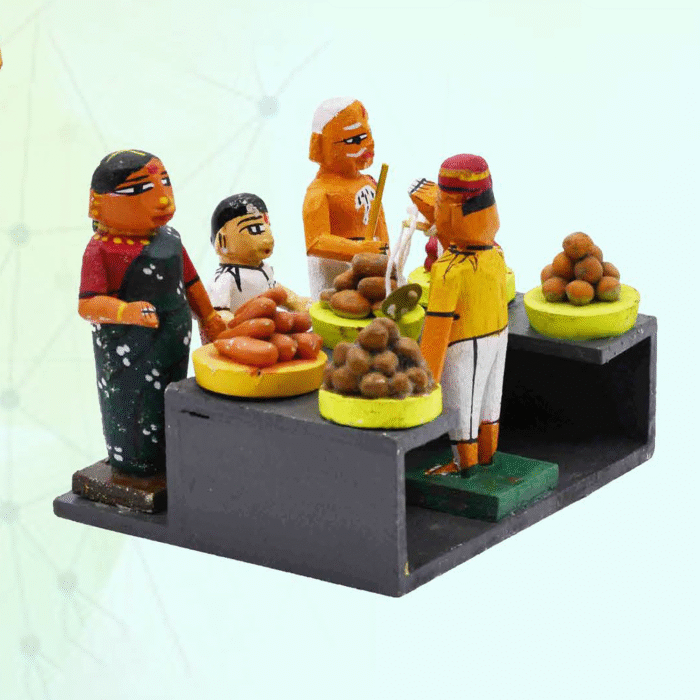 Kondapalli Handcrafted Village Snack Market Wooden Bomma Set